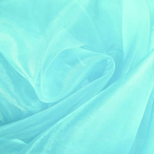 TOLKO 1m Organza Stoffe zum Nähen Meterware | Hauch Zart, Fein, Durchsichtig | zum Dekorieren Basteln 145cm breit | leichter Glanz Stoff für Gardine Vorhänge Tischdecken Deko Schals (Türkis)