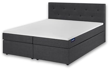 Traumnacht Boxspringbett, mit 7-Zonen Tonnentaschenfederkernmatratzen (H2) und Komfortschaumtopper, leichter Aufbau, produziert nach deutschem Qualitätsstandard, 180 x 200 cm in grau
