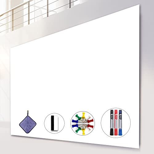 AFMAT Dry Erase Board Sticker, 48 x 36 inches White Board Wallpaper, Dry Erase Sticker for Wall, 4' x 3' Peel and Stick Whiteboard Contact Paper, Adhesive Whiteboard Roll, No Ghost, 3 Markers WS23