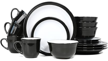 Waterside - 16 Piece Black Camden Dinner Set
