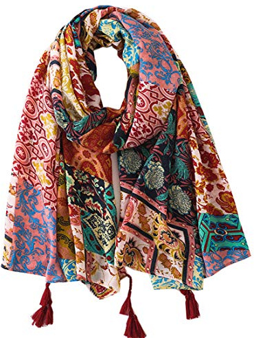 FAIRYGATE Women's Scarves & Wraps Scarf Oversized Vintage Paisley Print Tassel Ladies Scarfs Gifts Mothers Day Gifts 9026