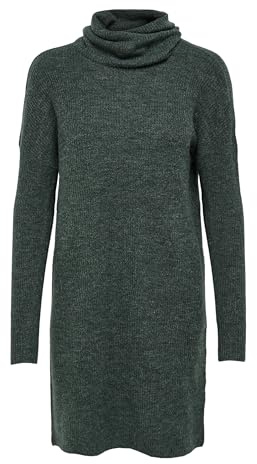 ONLY Femme Onljana L/S Cowlnck Dress Wool Knt Noos Robe, Mallard Green Melange, XL EU