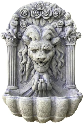 Casa Padrino Barock Wandbrunnen Löwe Antik Grau 97 cm - Schwere Ausführung - Antik Stil Löwenkopf Brunnen