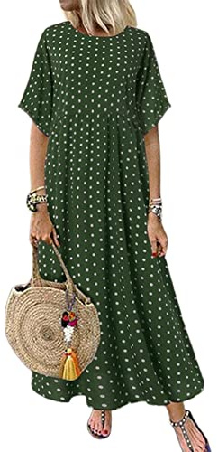 TOBILE Vestido de vestir con estampado vintage de verano de media manga, vestido suelto casual de talla grande, vestido largo para mujer, vestidos de túnica