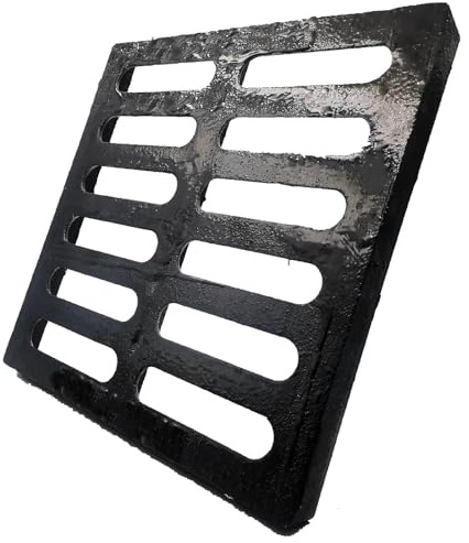 DuuMuut Cast Iron Drain Grate 12x12 in for NDS Catch Basin, B-Class 28100 lbs Heavy-Duty Driveway Channel Cover for Polylok, Outdoor Trench Drainage Grate, Square Metal Sewer Cover (True 11.7x11.7)