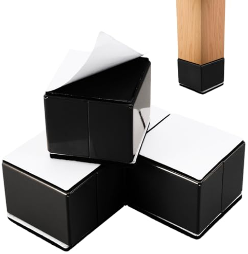 4 Stück Möbelerhöhung Aus Karbonstahl Selbstklebend 60 X 60 X 50mm, Sofa Erhöhung, Tischerhöhung, Möbelerhöhung 5cm für Stühle, Schränke, Betten, Tische, etc. (Quadrat Schwarz, Kann 2-3 Tonnen Halten)