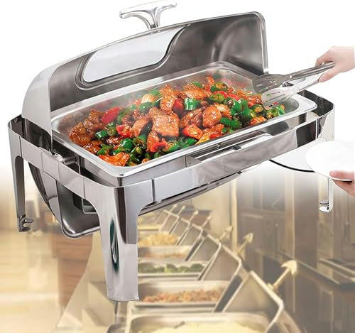 Chafing Dish de 13L, Servidores y Calentadores de Buffet de Acero Inoxidable Chafing Dish, Calentador de Alimentos eléctrico para Catering para Banquetes de Fiestas de Buffet, Ideal para Mantener la