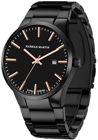 OFFCUP Herrklockor, 52 mm klassisk rund klocka, klockor i rostfritt stål för män analog kvartsklocka med automatisk datum, business vardagsmode armbandsur för män