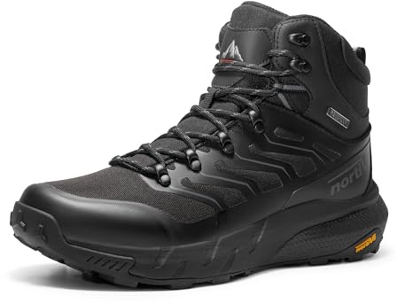 NORTIV 8 Bottes de randonnée légères imperméables et respirantes pour homme, pour le trekking, le camping, la fougère, noir, 42.5 EU