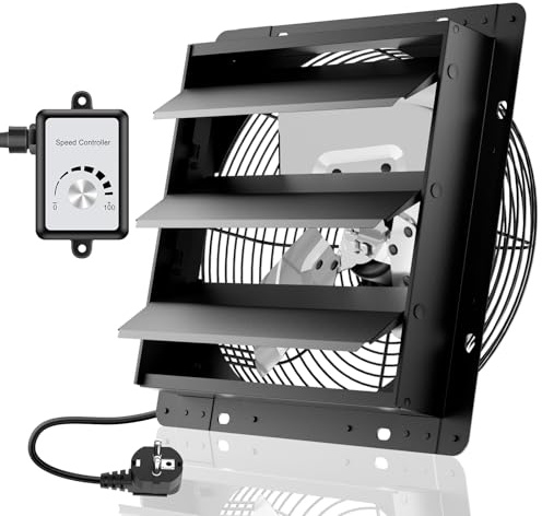 HG Power 300mm Abluftventilator mit Drehzahlregler Industrie Wandventilator mit EC Motor 1650m³/h Wandlüfter Regelbar Aluminium Fensterventilator für Keller Garage küche