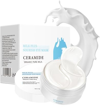 60 Stück Milch Augenpads, Eye Patches mit Vitamin B & Kollagen gegen Augenringe & Tränensäcke, Feuchtigkeitsspendende Augenpflege für strahlende Augen, Augenringe entfernen​ für Männer und Frauen