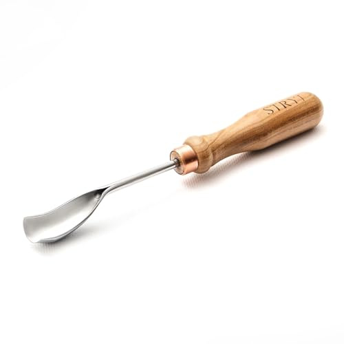STRYI Profi Schnitzwerkzeug: Gebogenes Hohleisen 20mm (Bent Gouge), Hochwertiger Carbonstahl, Handgeschmiedet für Löffelschnitzen & Holzbearbeitung