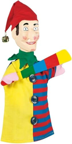 Ameisenkeks Muñeca de mano Kasper – aprox. 29 cm – Clásica figura de Kasperle de tela y madera – Colorido con gorro – para teatro de marionetas y juegos de rol – Juguete educativo