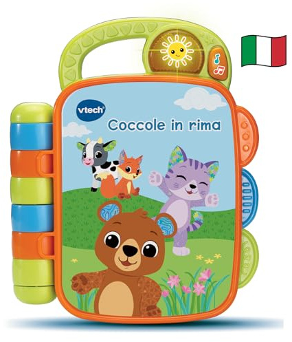 VTech Coccole in Rima, Libro Sensoriale Interattivo per Neonati con Filastrocche e Suoni di Animali, Libro per Bambini con 4 Filastrocche e 15 Melodie, Lingua Italiana, Batterie Incluse, 6-36 Mesi