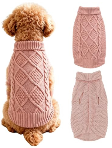 Beyinkoy Chandail tricoté pour chien, pull en tricot doux pour animal domestique avec trou pour laisse, manteau d'hiver chaud pour chiens de petite, moyenne et grande taille, tricot doux et chaud pour
