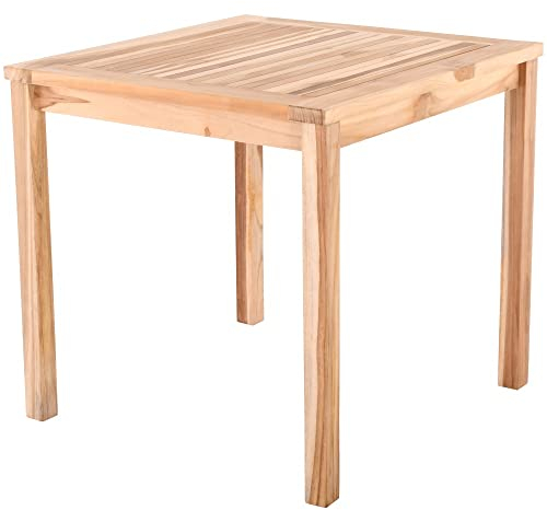 MACOShopde by MACO Möbel Raburg Garten-Esstisch Quadrat in Natur - Teak-Holz, 70 cm x 70 cm, 75,5 cm hoch