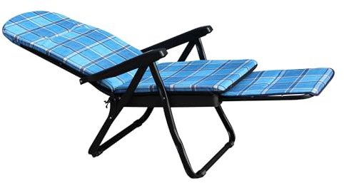 MilaniHome.it - Poltrona A Sdraio Imbottita Reclinabile Cuscino Poggiatesta Imbottito Alta Densità, Adatta A Giardino, Portico, Piscina E Relax Con Carrello Poggiapiedi A Scomparsa