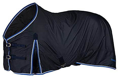 Horze Pferdedecke Glasgow 100 g, wasserdichte Weidendecke, Turnout medium, Blau, 145