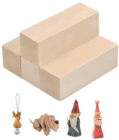 TOKERD 4 Pcs Large Carving Wood Blocks Whittling Wood Blocks Basswood Carving Blocks Unfinished Soft Basswood Set for Beginners and Professional(15 x 5 x 5cm)