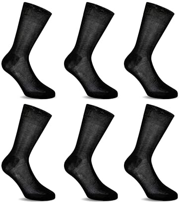 LANCETTI - 6 Paia di Calze Classiche Eleganti per Uomo in Pregiato Cotone Filo di Scozia, Nero, 42-44
