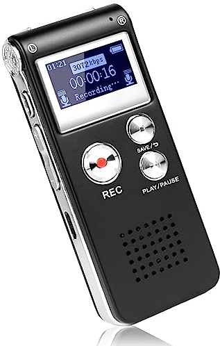 DISTANCEE Digital Voice Recorder 3072kbps HD Voice Activated Recorder with Playback, 7-Levels Intelligent Noise Reduction Dictaphone Voice Recorder 30H Battery Time Digital Audio Recorder (8GB)