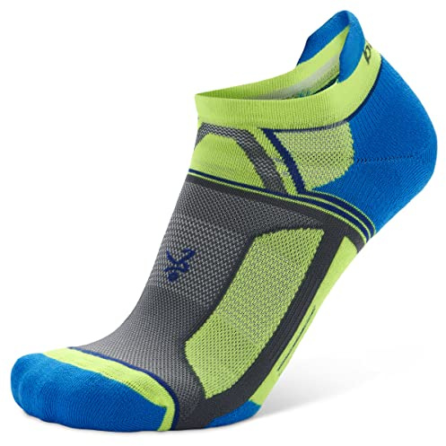 Balega Hidden Contour Upcycled Impact Resistance / Cushioning Performance No Show Athletic Running Socks for Men and Women (1 Pair) Ethereal Blue/Neon Lime, Medium