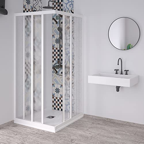 Decorspace Eckdusche Acril aus Acryl mit PVC-Profilen, kürzbar, mittlere Öffnung, Made in Italy, 10 Jahre Garantie (70 x 100 cm)