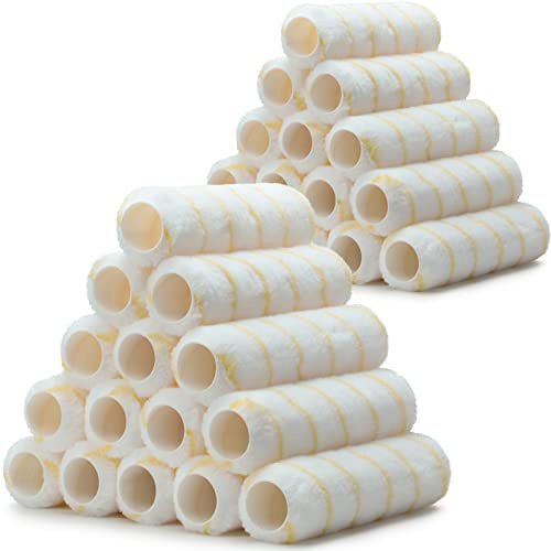 Gandeer 24 Pack Paint Roller Covers 9 x 1/2 Inch Microfiber Paint Roller Covers Large Polyester Naps for Painting Walls Ceilings Home Painting Supplies (Yellow,White)