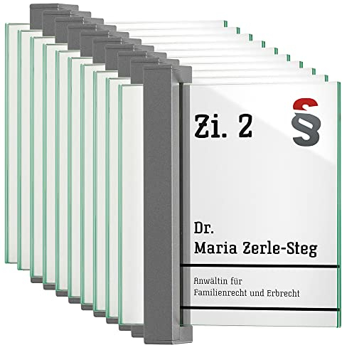 10x TORINO Türschild 148 | Aluminium titangrau | Echtglas | 148x148 mm | Türschild Büro | Büroschild