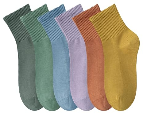 MAGIARTE Womens Mini Crew Ankle Socks Pure Cotton Athletic Casual Mutil Color Socks for Women 6-Pack(Mini Crew #07-UK)