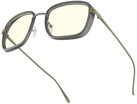 Gunnar Gaming and Computer Eyewear - Fallout Vault 33 - Frame Colour: Gunmetal-Olive, Lens Tint: Amber (Blocks 65% Blue Light & 100% UV Light) - Blue Light Blocking Glasses