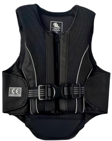 Heimvita Kinder Jugend Reitweste, Professionelle Reitweste, Schwarze Sicherheitsleiter-Schutzkleidung,Kinder Erwachsene Schutzweste (Schwarz, cm)