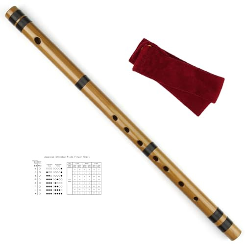 Japanese Shinobue Bamboo Flute 6 Hon Handmade with Black Lines Bamboo Flute Musical Instrument