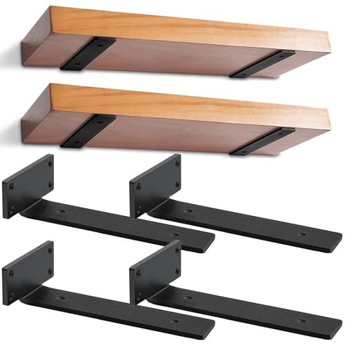 4 Stücke Regalhalterung Regalträger 30cm, Schwerlast Schwimmende Regalhalterungen, Industrielle Regal Wandhalterung, für die Wandmontage, Tragkraft 70 KG (Schwarz )