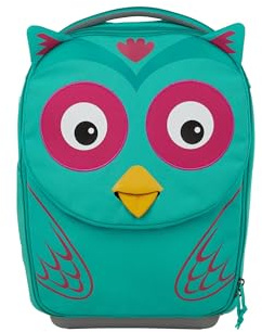 Affenzahn Kinderkoffer fürs Handgepäck, Kindertrolley zum Reisen, Kinderkoffer mit Rollen, 18 L Eule - Türkis
