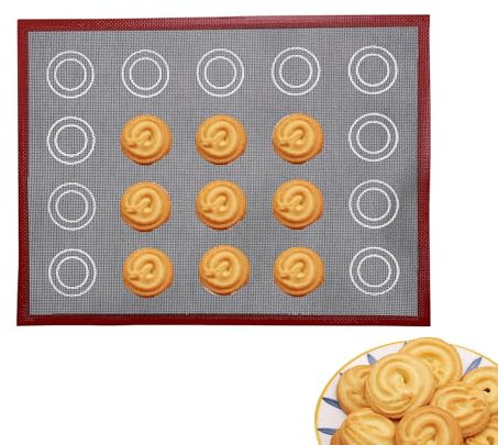 Tappetino da forno Macaron - Custodia per biscotti in silicone alimentare per pasta di panna e macarons | Teglia da forno riutilizzabile a doppia faccia con antiaderente, ideale per cuocere macaron