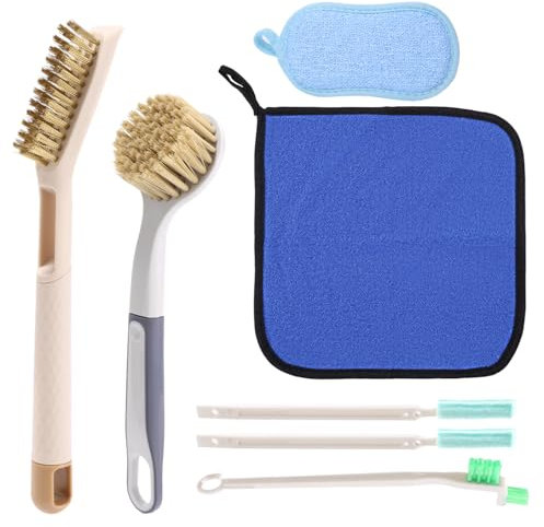 7pcs Kit de Brosse Nettoyage Friteuse, Brosse Friteuse a Air avec 3 Styles Brosses Serviette Éponge Accessoires Nettoyage Cuisine pour Éliminer Les Graisses Tenaces et Résidus Alimentaires