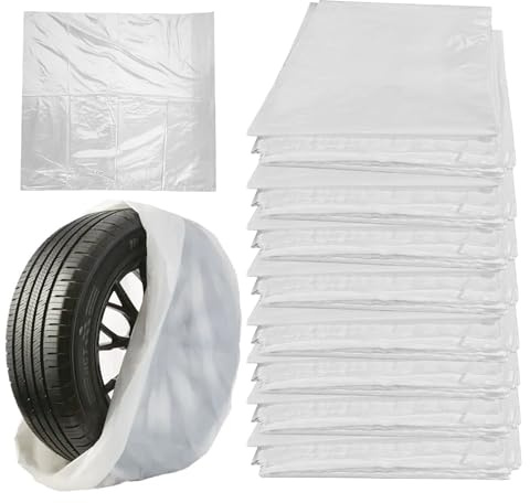 PEEXTBB Reifentaschen Radhüllen, 16 Stück 100 x 100 cm Reifentasche Set, Reifensäcke, Autoreifen Reifensack, AutoreifenReifen Aufbewahrung, für Lagerung von Reifen den Reifenwechsel, Weiß