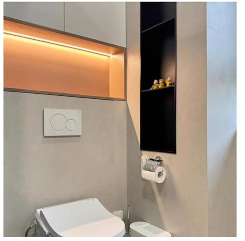 Genérico Estante de baño Empotrado de Acero Inoxidable con luz LED, Gran Capacidad, Resistente al Agua, para instalación en nicho de Ducha (Blanco, 92 x 32 x 12,5 cm).