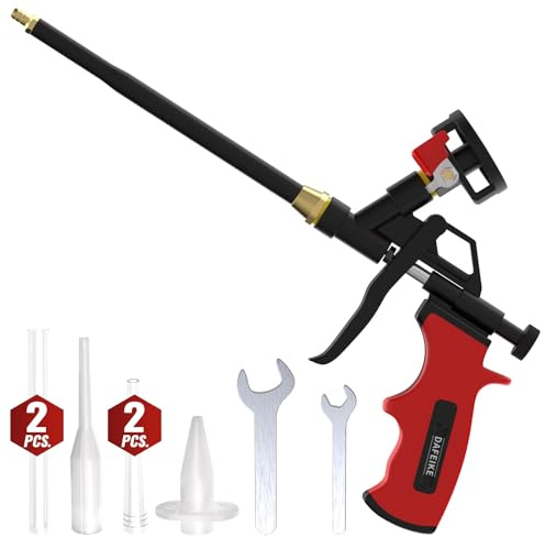 Detachable Spray Foam Gun Expanding Foam Gun Upgraded Teflon Pro Foam Dispensing Gun Insulating Foam Sealant Gun Pu Foaming Applicator for Insulation, Red