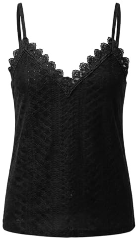 ZXTGBQ Mujer Camiseta Sin Mangas de Verano Cuello en V Top Elegante Sexy Camisetas Tirantes Finos Tank Top de Encaje