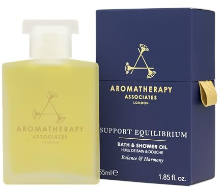 Aromatherapy Associates Supporto Equilibrium Olio da Bagno e Doccia 55 ml, una miscela rivitalizzante di oli essenziali di geranio, rosa e incenso per aiutarti a rallegrare. Bilanciamento