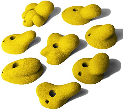 ALPIDEX 8 XL Klettergriffe | Henkelgriffe | Tiefe bis Mitteltiefe Hinterschneidungen | Klettersteine | Extra Große Griffe - Farbe:Wild Yellow