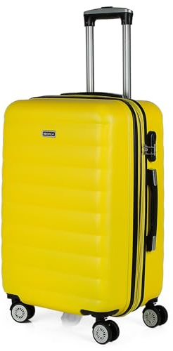 ITACA - Valigia Media da Viaggio Rigide. Trolley Medio con 4 Ruote. Materiale ABS Valigia Media Rigida in Offerta Resistente e Super Leggero - Valigia 20 kg Lucchetto TSA, Giallo