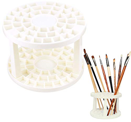 KBNIAN Pinselhalter Malpinsel Organizer Stiftehalter mit 49 Fächern, Weiß Runder Kunststoff Pinselständer Abnehmbarer Bürstenhalter Bleistifthalter,für Stifte, Pinsel, Make-up Pinsel