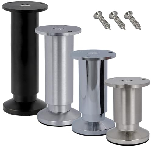Stahlia Möbelfüße höhenverstellbar | Edelstahl Optik | (1 Stück) Höhe: 12cm | Ø 38mm | 250Kg Belastbarkeit | Füße für Möbel Schrankfüsse Sofa Füße Möbelbeine