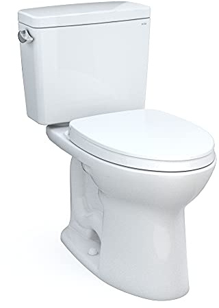 TOTO Drake Two-Piece Elongated 1.28 GPF TORNADO FLUSH Toilet with CEFIONTECT and SoftClose Seat, WASHLET+ Ready, Cotton White - MS776124CEG#01