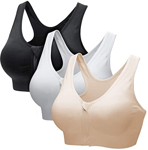 ZOEREA Soutien-Gorge de Sport Femme Zippée Devant Push Up sans Armature Lingerie Bra Courir Vest Coussinets Amovibles pour Fitness Jogging Yoga Course