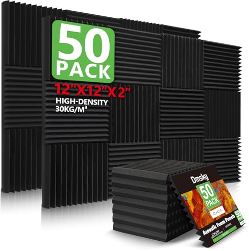 50 Pack Acoustic Foam Panels,2X 12 X 12Sound Proof Foam PanelsHigh Density Sound Absorbing Panels,Soundproof Wedges Panels for Studio Recording & Office & Home