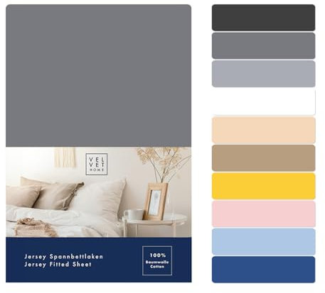 VelvetHome Spannbettlaken 120x200cm 100% gekämmte Baumwolle Markenqualität Oeko-TEX 100 Bettlaken Spannbetttuch Jersey 120x200 Anthrazitgrau